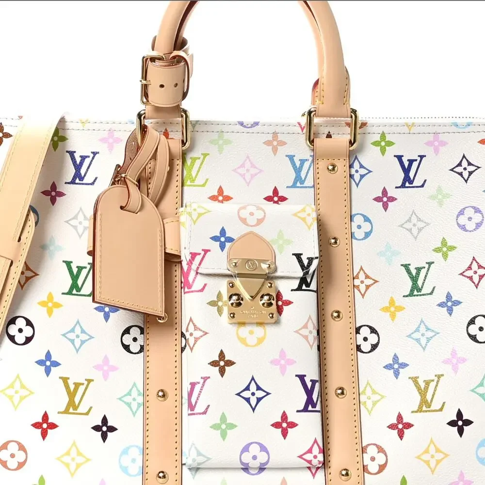Louis Vuitton Multicolor Keepall Murakami LV X TM Monogram Bandouliere 45 White